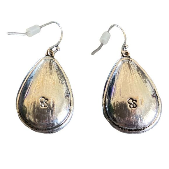 Silver Tone Faux Turquoise Rhinestone Drop Dangle Earring’s - Picture 2 of 3